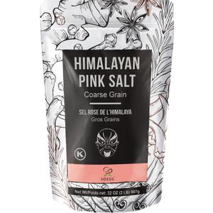 Soeos Himalayan Pink Salt, Coarse Grain, 2 Pound (32 Oz), Pink Himalayan Sea Salt, Himalayan Salt Coarse Salt, Pink Salt for Grinder Refill, Kosher & Natural Certified, Healthy (32 Ounce (Pack of 1))