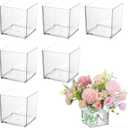 6pcs Acrylic Square Clear Flower Vase,5" x 5" x 5 Inch Clear Cube Centerpiece Vases,Square Floral Vases Candle Holder for Table Centerpiece,Wedding,Party,Home Office Decoration