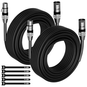 2-Pack DMX to DMX Stage Lighting Cable 25FT, 110 Ohms Impedance DMX Male to Female (XLR Compatible) Cable, 3 Pin Shielded Signal Wire, for XLR DJ Moving Head Par Light Mic Mixer Recording Studio