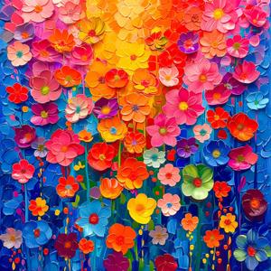 Colorful Flower Wall Puzzles for Adults, Painting Floral Art,Gradient Rainbow Flowers Wall Decoration