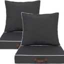 Enipate Outdoor Deep Seat Cushion Set of 2, Weather Resistant Patio Furniture Cushions with Zipper and Handle, 24 x 24 x 4 inch Outdoor Wicker Chair Cushions for Patio,Yard,Garden (Grey)