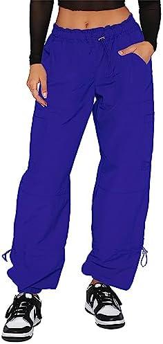 DISCIPBUSH Cargo Pants Women Baggy - Parachute Pants for Women, Rave Pants Y2K Pants, Festival Outfits for Women Size L
