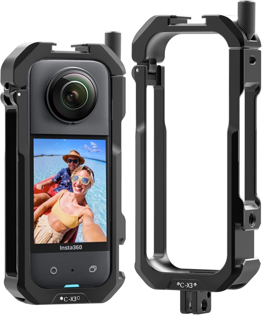 Protective Cage for insta360 X3 Accessories - ULANZI C-X3 insta360 X3 Vlog Case I Aluminum Alloy I 2 Cold Shoe I Silicone Lens Cover I Carrying Bag I No Block Mic Mount & Battery Replacement