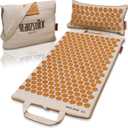 Glanzstck Berlin Acupressure Mat Set Premium, Beginner Suitable, Made of Linen, Neck and Back Pain Relief, with Pillow (Heat Function) & Bag, Sustainable (XL)