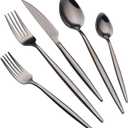 20 Piece Luxury Silverware Set for 4 Black Mirror-Polished 18/10 Stainless Steel Heavy Flatware Set Modern Cutlery Set Knife/Fork/Spoon with Gifts for Home & Restaurant (Black20)