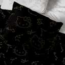 Jay Franco Hello Kitty Stars Full Comforter Set - 7 Piece Bedding Includes Sheet Set & Pillow Covers - Super Soft Zodiac Black & Gold Bedding