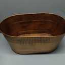 4 Gallon Galvanized Beverage Tub, 2 Pcs Heavy-Duty Copper Ice Buckets Large Galvanized Drink Buckets Oval Metal Beverage Ice Tub with Handles for Catering Bars Parties,Gold-2pcs