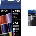 Epson T273XL-BCS Claria -Cartridge -Ink, 5 Pack, Yellow & T273 Claria Ink Standard Capacity Photo Black Cartridge (T273120-S) for Select Expression Premium Printers