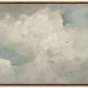 InSimSea Framed Canvas Wall Art Vintage Decor, Home Decor Classical Oil Paintings Sky Cloud Birds Prints, Vintage Landscape Large Wall Art for Living Room Bedroom Bathroom Office Decor, 20"x30"