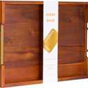 Premium Acacia Wood Ottoman Tray, 17x13 inches Large Serving Tray, Decorative Coffee Table Tray with Metal Handles, Ideal for Breakfast in Bed, Appetizers, Kitchen & Living Room Decor