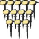 LANSOW Solar Spot Lights Outdoor, [12 Pack/76 LED] 2-in-1 Solar Landscape Spotlights, 3 Modes IP65 Waterproof Dusk to Dawn Solar Powered Flood Wall Lights for Outside Yard Garden Pathway(Warm White)