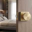 Haidms Gold Door Knobs Interior Privacy, Heavy Duty Square Brushed Gold Interior Door Knobs for Bedroom Bathroom, Brushed Brass Door Knobs (6 Pack)
