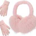 Winter Ear muffs Faux Fur Warm Earmuffs Cute Foldable Outdoor Ear Warmers For Women (Pink)