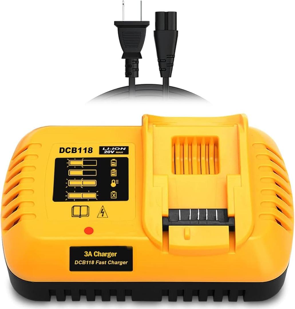 DCB118 Replace for DeWalt Fast Charger 20v/60v Rapid Battery Charger 3Ah, Compatible with Dewalt 20V and 60V Max Batteries