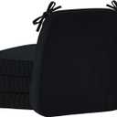 2'' Thick High-Density Foam Indoor Chair Cushions | Dining Chair Pads with Ties, Removable Washable Cover, Kitchen Chair Cushions 17"x16", Black 4 Pack