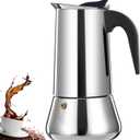 12 Cup Stovetop Espresso Maker Stainless Steel Moka Pot Stove Top Percolator Italian Coffee Makers Capable Mocha Greca Machine Cafe Classic Induction Cookers for Home and Camping 600ml 20oz (Silver)