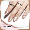 JODSONE 30PCS Nude Cat Eye Press on Nails Set Reusable Short Square Fake Nails Acrylic Diamond Shine Glossy Nature Stick on Nails for Women