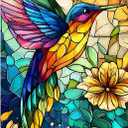 Great Jigsaw Puzzles for Adults 300 Pieces Stained Glass Hummingbird Puzzles for Adults Toys Gift Family Decoration Kids Puzzle (15"x10"-300PCS)