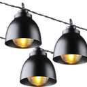 Cafe String Lights 11FT, Metal Shade LED Indoor/Outdoor String Lights with 10 Bulbs, Waterproof Connectable Hanging String Lights for Outside, Backyard, Bistro, Porch, Deck, Garden (1 PC)