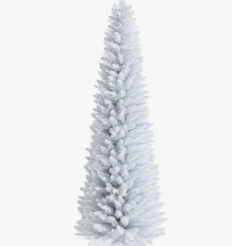 Unlit Artificial Slim Christmas Pencil Tree with Metal Stand
