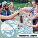 Misaya Rectangle Waterproof Vinyl Table Cloth, Wipeable Tablecloth with Flannel Backing, Plastic Table Cover for Dinner, Picnic, Indoor and Outdoor (Blue Leaves, 52" x 70")