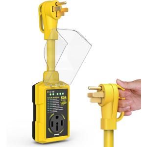 Kohree RV Surge Protector 50 Amp, Power Surge Voltage Protection Waterproof, Circuit Analyzer RV Adapter Plug for Travel Trailers Camper Outdoor, 50A 14000J-Yellow