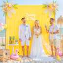 10ft x 10ft Yellow Backdrop Curtain for Parties Yellow Wrinkle Free Backdrop Drapes Panels for Birthday Party Baby Shower Wedding Photo Photography Polyester Fabric Background Decoration