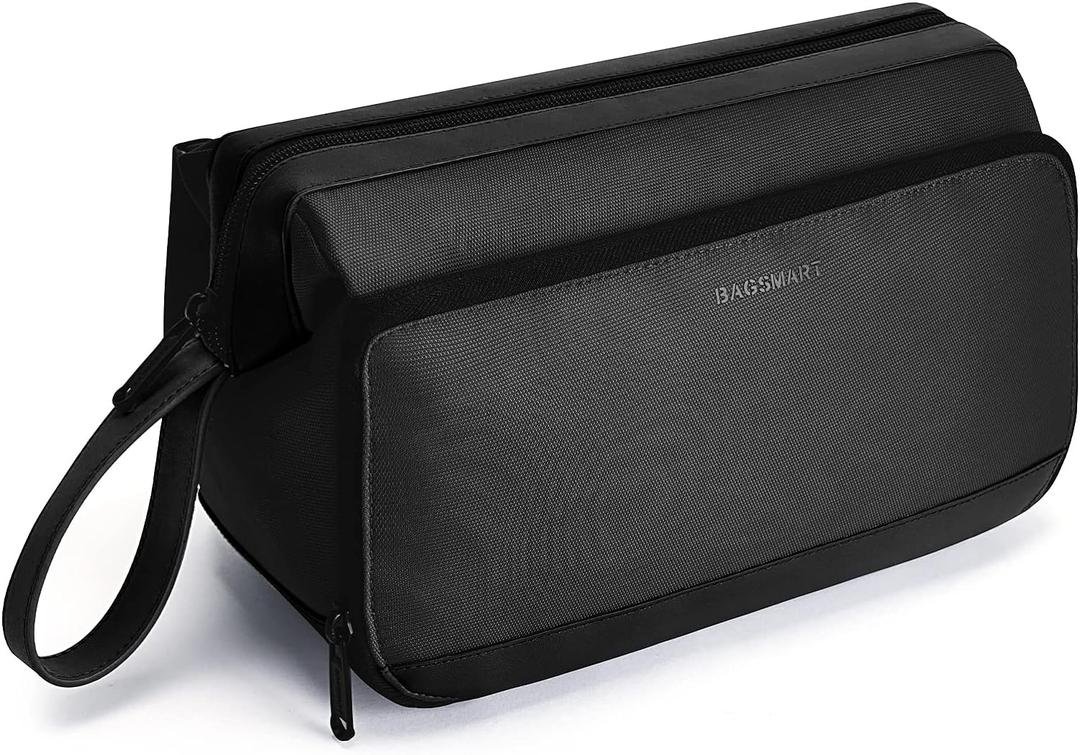 BAGSMART Toiletry Bag for Men, Wide Opening Dopp Kit Water Resistant Shaving Hygiene Organizer for Bathroom, Travel Essentials, Black BAGSMART Toiletry Bag for Men, Wide Opening Dopp Kit Water Resistant Shaving Hygiene Organizer for Bathroom, Travel Essentials, Black