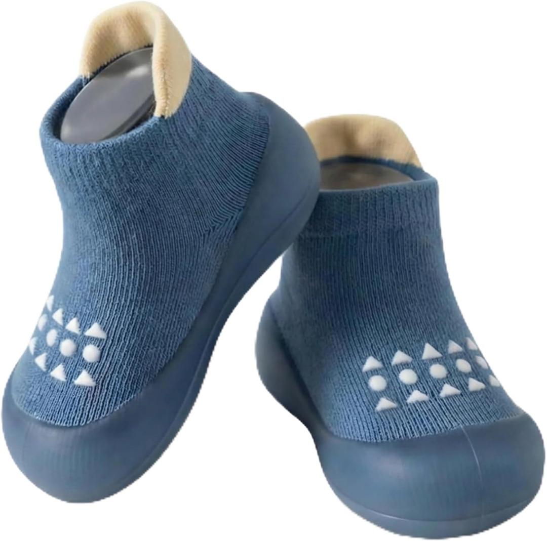Hstyle Baby Sock Shoes Toddler Walking Shoes Infant Non-Slip Slippers Soft Rubber Sole Sneakers for Baby Boys Girls 12-18 Months Blue