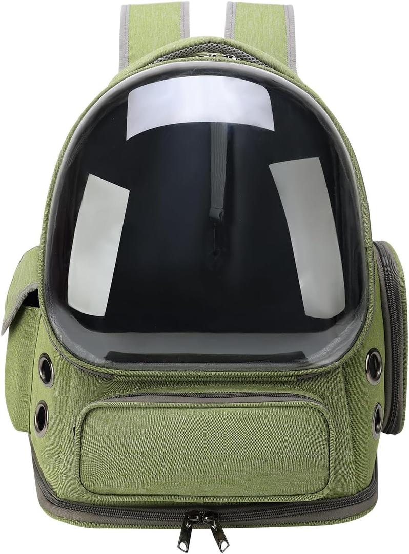 Cat Backpack Carrier for Cats and Small Dogs, Breathable Cat Bubble Backpack, Airline Approved Pet Travel Carrier for Hiking Camping Outdoor(Green) (16.5"L x 13.5"W x 10.5"H)