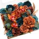 Ling's moment Artificial Flowers Wedding Rustic Teal Fall Combo for DIY Wedding Centerpieces Bouquets Combo Decorations (Grand)