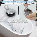 Bathtub Drain Stopper, Pop Up Tub Drain Hair Catcher, Bath Tub Drain Plug and Cover for 1.45-1.8in Drain Hole, Replaces Lift and Turn, Tip Toe or Trip Lever, Silver (2.75 x 2.75 x 0.95 inches)