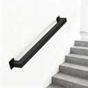 Shineforu 15FT Stair Railing Indoors, Metal Hand Rails for for Stairs Hallway Corridor, Wall-Mounted 500lb Capacity, 5 Sections, Black