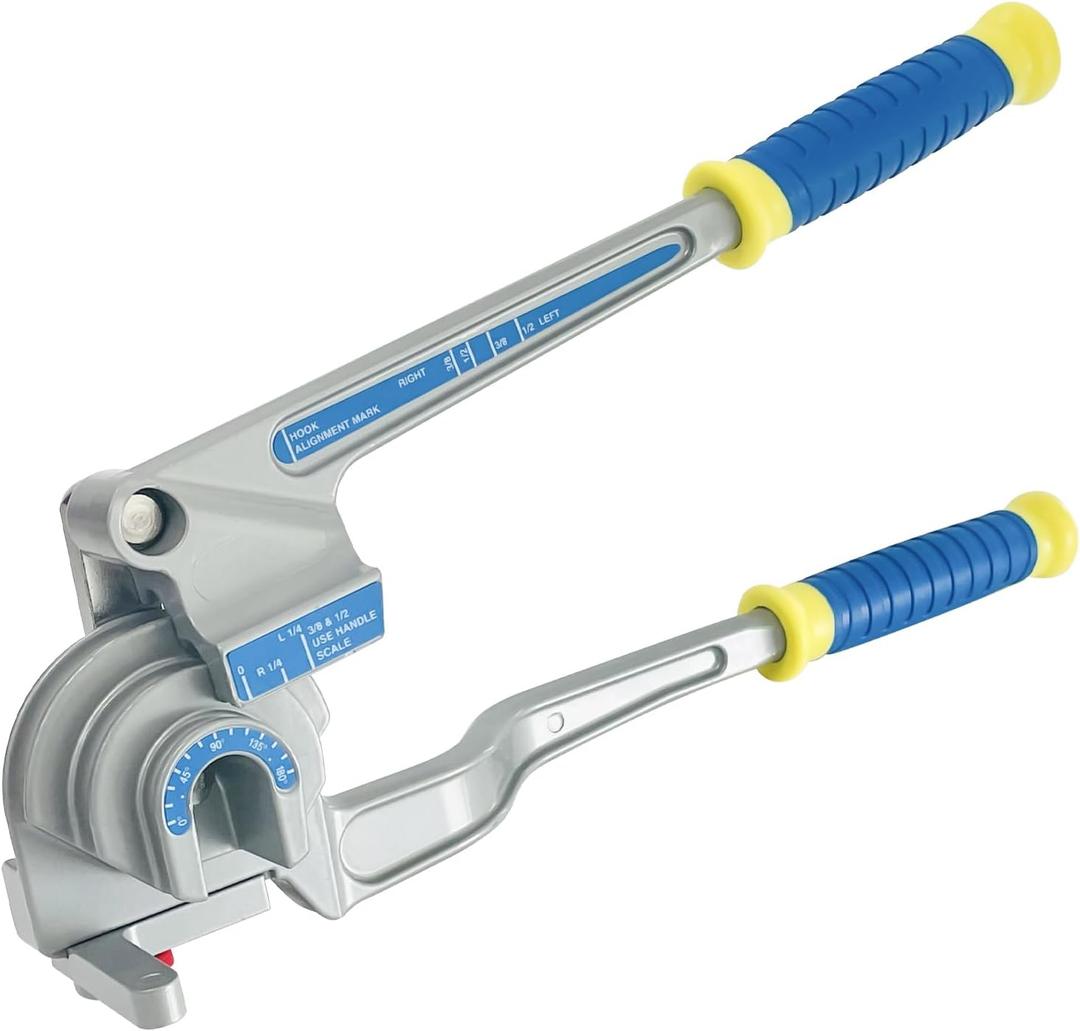 3-in-1 Tubing Bender, 180 Tube Bender for 1/4", 3/8", 1/2" (6/10/12 mm) O.D. Suitable for Bending Copper, Brass and Aluminum pipes, Ideal for HVAC (1/4", 3/8", 1/2")