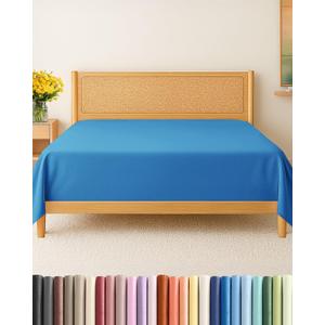 Cal King Size Flat Sheet - Hotel Quality Top Flat Bed Sheet Only - Ultra-Soft, Comfy, Breathable & Cooling - Fade & Wrinkle Free - Easy-Care, Stain & Shrink Resistant Bedding - Oeko-Tex - Royal Blue, California King