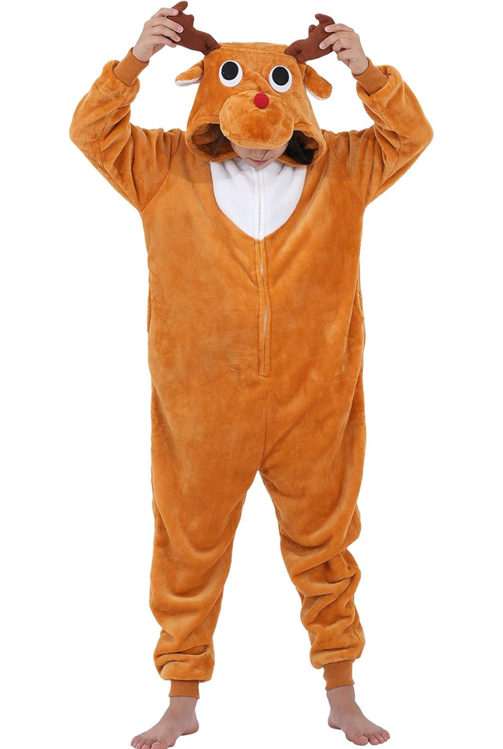 Yemnut Halloween Christmas Unisex Kids Flannel Cosplay Onesie Costume Outfit Suit for Girls and Boys M