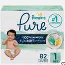Pampers Diapers Size 1/Newborn, 82 Count - Pure Protection Disposable Baby Diapers, Hypoallergenic and Unscented Protection, Super Pack
