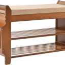 PETKABOO 2 Tier Shoe Bench, Bamboo Shoe Rack Bench, Shoe Storage Bench Organizer for Entryway Hallway Living Room, 31.5 in