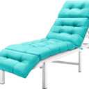 MAGIC ELEPHANT Chaise Lounge Cushion Outdoor, Memory Foam Patio Lounge Chair Cushion with Ties for Indoor Outdoor Furniture, Water-Repellent Replacement Long Chair Cushion (Turquoise)