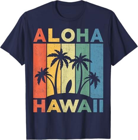 Aloha Hawaii Hawaiian Island Shirt Palm Beach Surfboard Surf T-Shirt L