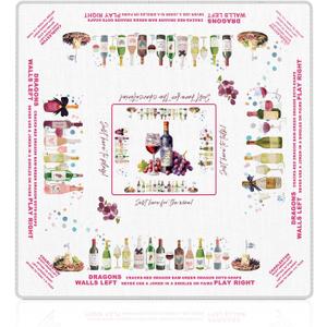 WHCHJ Retro Wine Champagne Mahjong Mat 31.5 x 31.5 in, Trendy Aesthetic Wine and Cheese Anti-Slip Noise-Reducing Mahjong Mat for Table Board, Games Tile Games, Poker and Cards