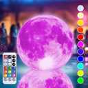 TIALLY Floating Pool Lights Solar Powered - 16" Full Moon Inflatable Solar Pool Lights that Float, Floating Pool Light Ball for Swimming Pools, Pool Party and Wedding - Pool Decorations Outdoor 1 Pack (Multicolor)