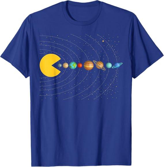 Solar System Astronomy Space Video Games Funny Gifts Graphic T-Shirt, Small 