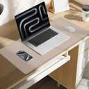 Leather Desk Pad Protector,Office Desk Mat,Large Mouse Pad, Non-Slip PU Leather Desk Blotter,Desk Pad,Waterproof Desk Writing Pad for Office and Home (Beige,31.5" x 15.7") (32" x 16")