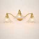 DSMJFU DSMJFU Vintage 3 Light Bathroom Vanity Light with Flower Glass Shade, Brass Gold Bathroom Light Fixtures Over Mirror, Antique Gold Wall Sconce Lighting for Bedroom Hallway