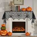 YHW Halloween Decoration Black Lace Spiderweb Scarf Cover Festive Party Supplies 45 X 243cm 18 x 96 inch