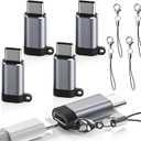 5 Pack USB C to Lightning Charge Adapter for iPhone 16 15, Lightning to USB C Adapter with Fast Charge Data Transfer for iPhone 16 15 Plus Pro Max, Galaxy S24 S23, Pixel 8 7 6, iPad Pro, Macbook Pro