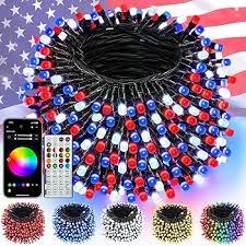 4th of July 95FT 240LED Red White and Blue String Lights, Extra-Long Connectable Led Twinkle Lights Waterproof with 8 Modes Memory, Independence Day Decoration