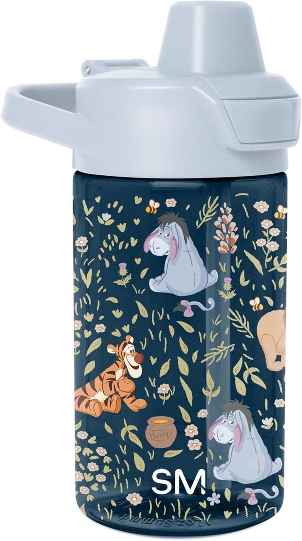 Simple Modern Disney Kids Tritan Plastic Summit Water Bottle | 12 oz BPA-Free Cup with Covered Leak Proof Straw Lid for Girls, Toddlers | Winnie the Pooh Floral