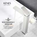 KENES Brushed Nickel Vessel Sink Facuet Single Handle Tall Bathroom Sink Faucet Vanity Bathroom Faucet Basin Mixer Tap with Water Supply Hose and Pop Up Sink Drain, LJ-9031A